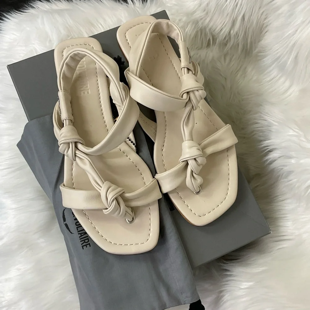 NEW Zadig & Voltaire Flash White Cream Forget Me Knot Flat Leather Sandals 9 - Picture 5 of 5